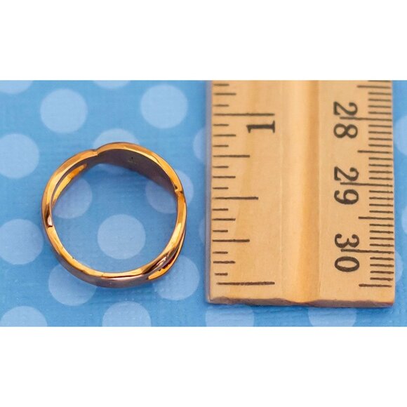 Vintage Minimalist Copper Tone Rhinestone Ring by Avon Size 7 - M11 - Picture 4 of 4